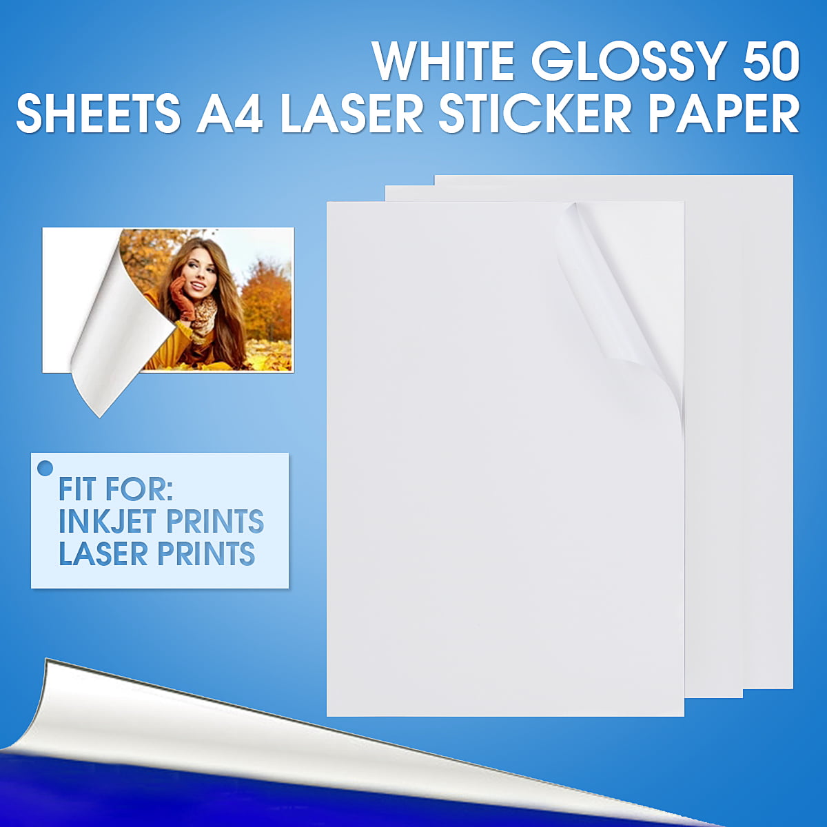 200 Sheets Matte Coated Paper Adhesive Photographic x a4 Laser Printer 