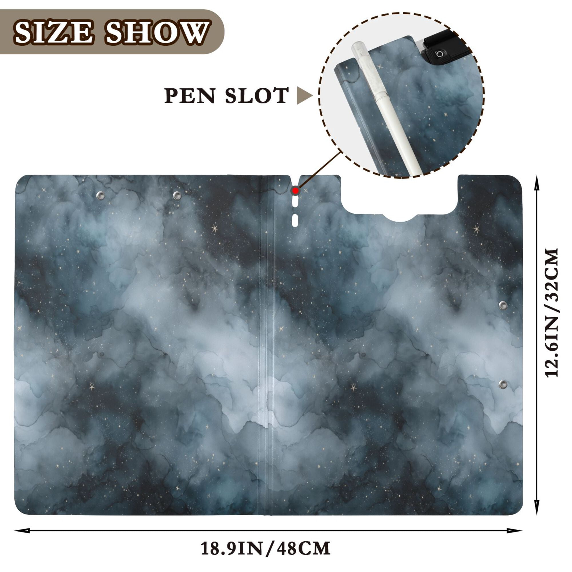 FORMRS A4 Clipboard Folder with Pen Holder Horizontal Foldable School Office Binder, Watercolor Sky Pattern