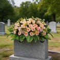 thumbnail image 4 of Roiihwy Memorial Day Decor Artificial Satin Saddle Flower, Tombstone Decoration, Cemetery Grave Memorial Flower, 23.6in Pink, 4 of 6