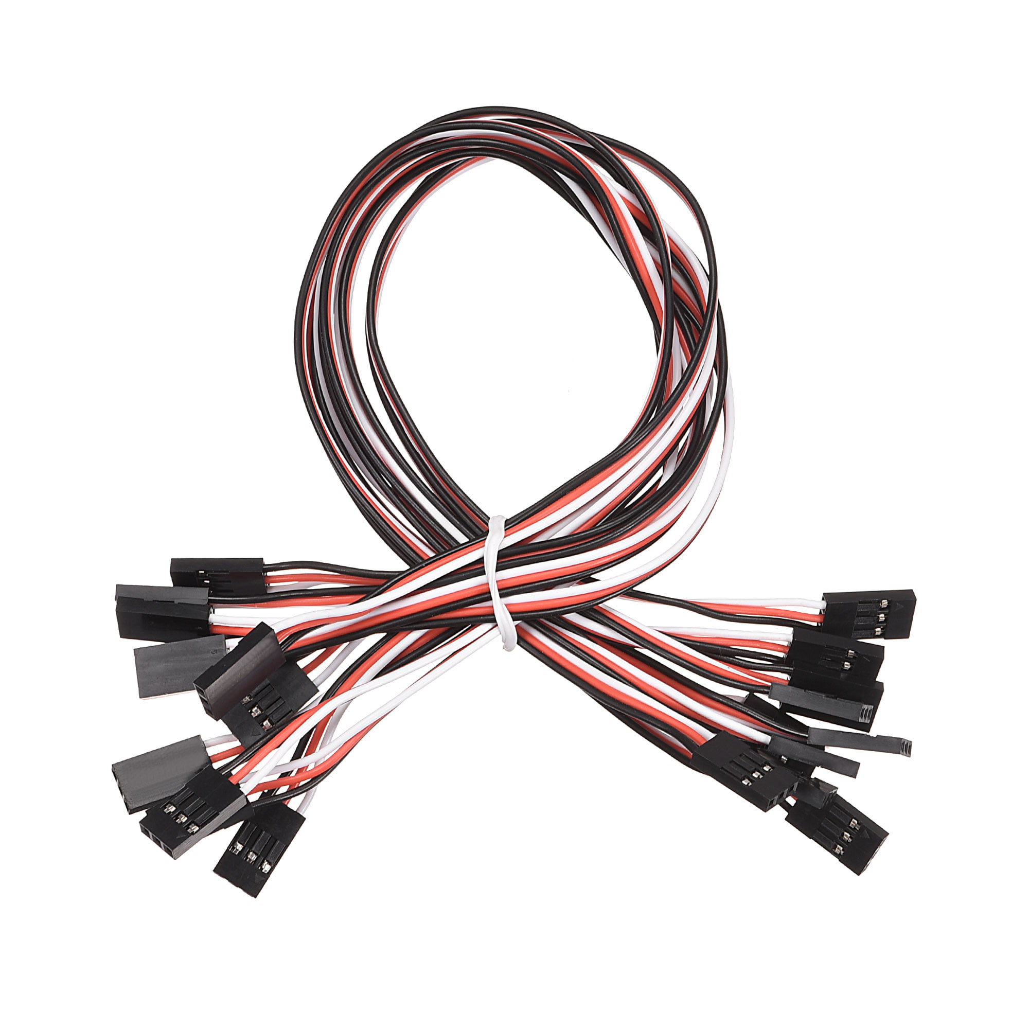 uxcell 10pcs 3-Pin Servo Extension Cable Cord Connectors Lead Wire Male to Female 22AWG 30-Cores Servo Receiver Wire 