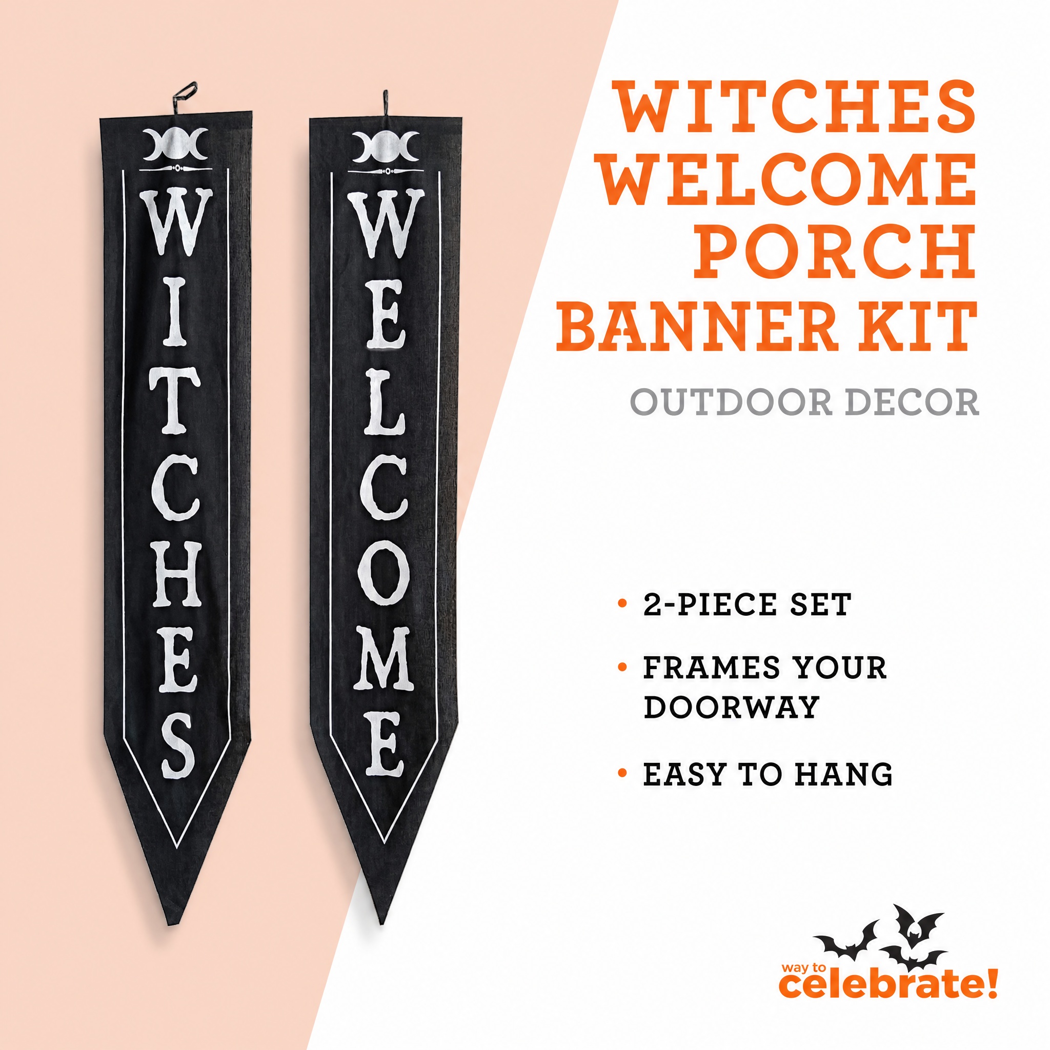 Witches Welcome Porch Banner Decoration Kit, 63", 2 Pieces, Halloween by Way To Celebrate
