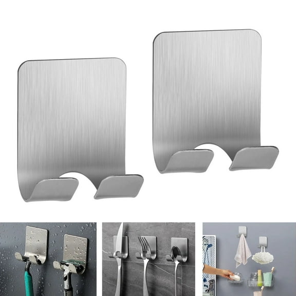 TSV Razor Holder for Shower, Stainless Steel Razor Holder Hooks, Waterproof Self Adhesive Heavy Duty Hook for Bathroom Kitchen Organizer for Plug Robe Towel
