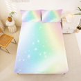 thumbnail image 4 of Manfei Glitter Gradient Bed Sheets, Star Sparkle Print Full Size Sheets, Pink Purple, 4 Pieces, 1 Flat Sheet, 1 Fitted Sheet and 2 Pillowcases, 4 of 6