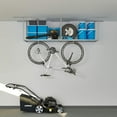thumbnail image 2 of 2ftx8ft Overhead Garage Storage Rack, Heavy-Duty Metal Garage Ceiling Storage Rack, 22''-40" Adjustable Ceiling Drop-Down, 400 lb. Loading Weight Capacity, White, 2 of 5