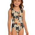 thumbnail image 2 of JAJAHO Girls One Piece Swimsuit Summer Athletic Bathing Suit Cute Cat Printed For Swimming Water Sports 3-14 Years Casual Swimwear, 2 of 4