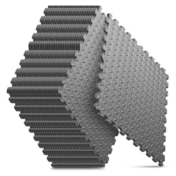 WSSYzyzf 24-Pack EVA Foam Interlocking Floor Tiles 24x24 Inch 96 SQ FT Grey - Shock Absorbent Waterproof Exercise Mat for Home Workout Kids Playroom Gym Flooring