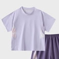 thumbnail image 4 of Kogui Kids Athletic Short Sleeve T-Shirt & Shorts Set, Sport Activewear for Boys Girls Breathable Summer Outfit 6 12 Months (Purple,6-12 Months), 4 of 5