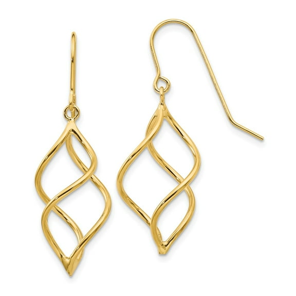 14K Yellow Gold Earring Drop & Dangle Women'S 30 mm 12