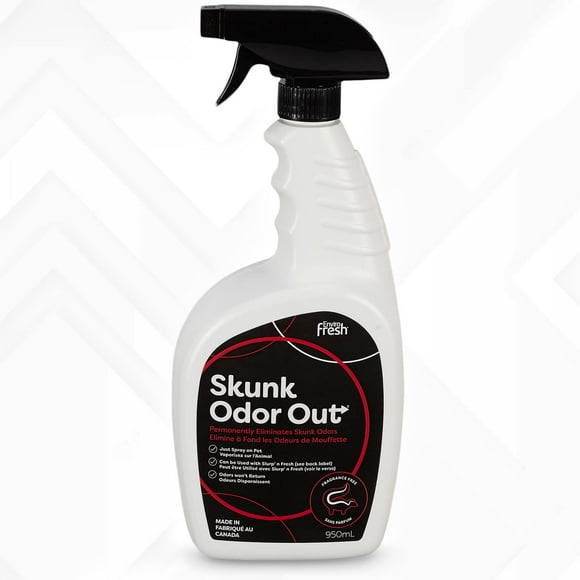 Skunk Odorat Out by EnviroFresh pour Chiens, Chats, Animaux Domestiques, Spray Nettoyant Cage pour Animaux, Éliminateur d'Odeurs de Mouffette, Fabriqué au Canada (spray décapant d'odeurs de mouffette (950 mL))