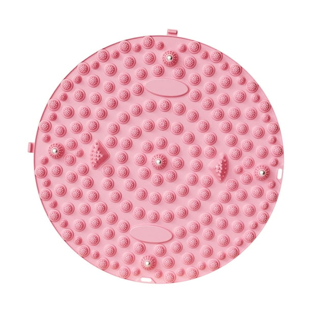 Esterilla masajeadora de pies de 14 pulgadas de diámetro, creativa, redonda, fácil de limpiar y portátil. Rosa