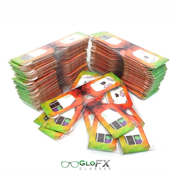 GloFX Paper Cardboard Diffraction Geometric Rainbow Prism 3D Shade Rave100 Pack