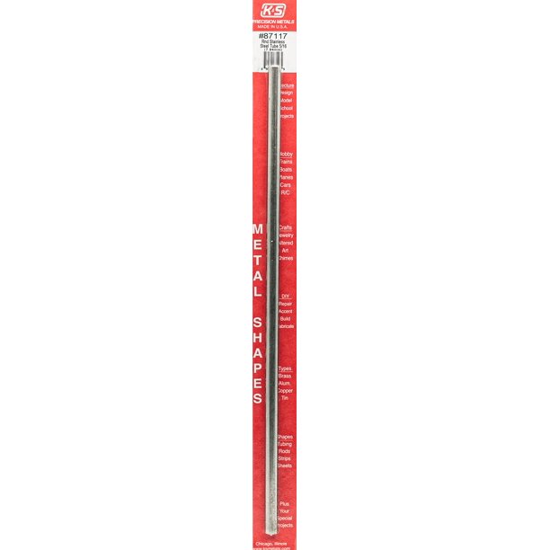 Tubo de acero inoxidable K & S de 0,8 cm de diámetro exterior, calibre 22, 30 cm de largo