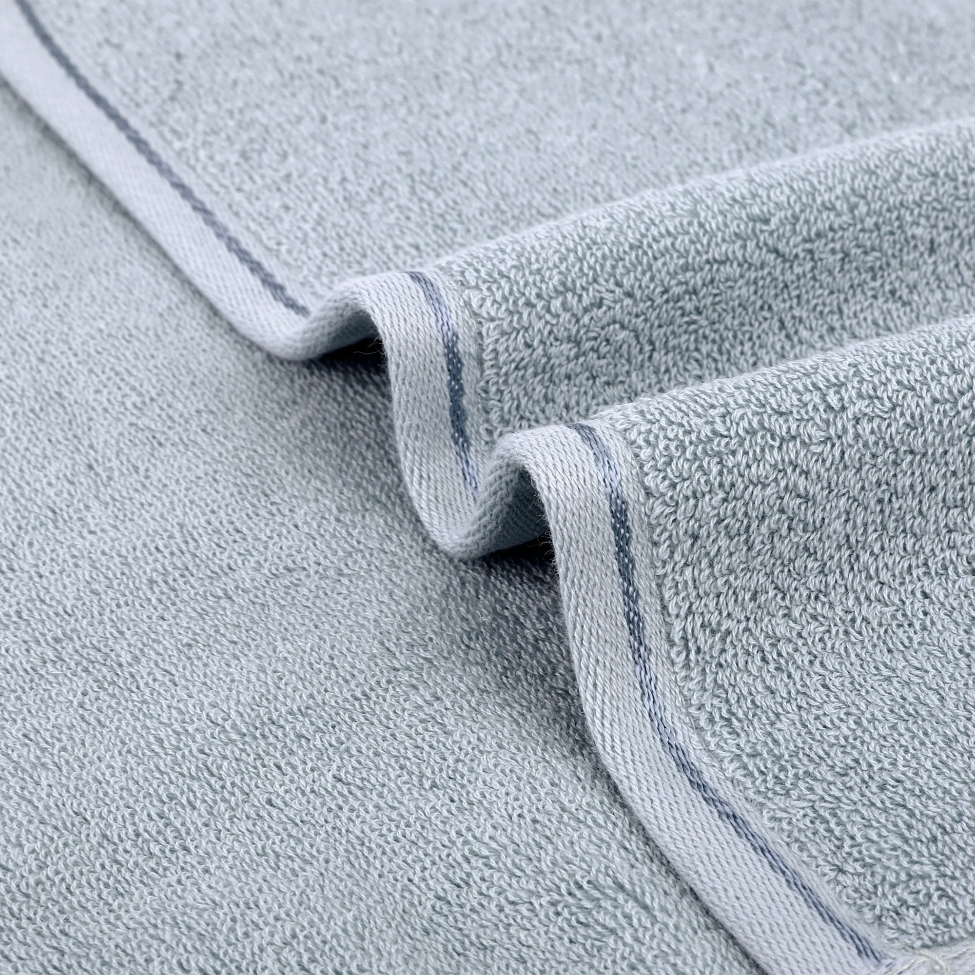 REGALWOVEN Solid Cotton Hand Towels, Soft Absorbent Hand Towel Set, 13" x 30" Face Towels for Bath, Kitchen Light Grey 4-Piece