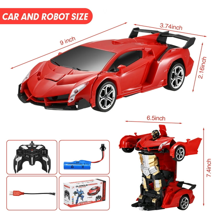 Zacro 1:18 Scale 2.4Ghz Operated RC Car Transformer Toy, One