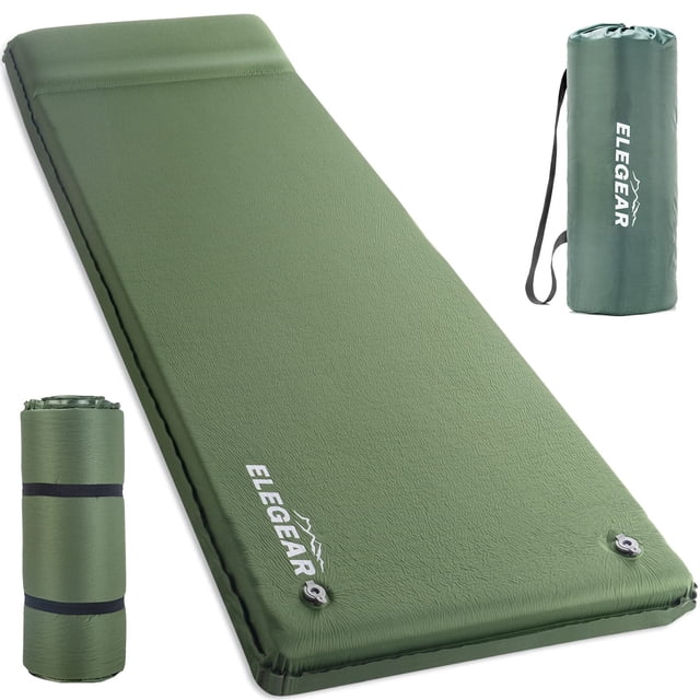 Almohadilla para dormir Elegear, autoinflable, de espuma viscoelástica de 3,1 cm con almohada