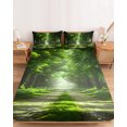 thumbnail image 2 of Twin XL Size Fitted Sheet Set - Green Trees 2 Piece Bedding Sets 16" Deep Pocket Fitted Sheet with 1 Pillowcases, Forest Art Decor Spring Summer Nature Leaf Brushed Microfiber Hotel Luxury Bed Sheets, 2 of 9