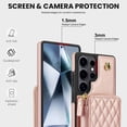 thumbnail image 6 of Compatible with Samsung Galaxy S25 Ultra 5G Wallet Phone Case Tempered Glass Screen Protector Wrist Crossbody Strap Stand Credit Card Holder RFID Slot Cell Cover for S25Ultra Women Girls Rose Gold, 6 of 10