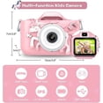 thumbnail image 2 of Cámara digital para niños, foto de 20 MP y vídeo HD de 1080p, lente dual, cámara para selfies, zoom 8x, apagado automático, tarjeta TF de 32 GB incluida, color rosa, 2 of 5