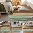 thumbnail image 5 of Round Rugs 5Ft, Teal Brown Round Area Rug Washable Indoor Throw Carpet, Farmhouse Rustic Wooden Plank Board Soft Non Slip Circle Rug for Cabinet Bathroom Home Decor Aesthetic, 5 of 8