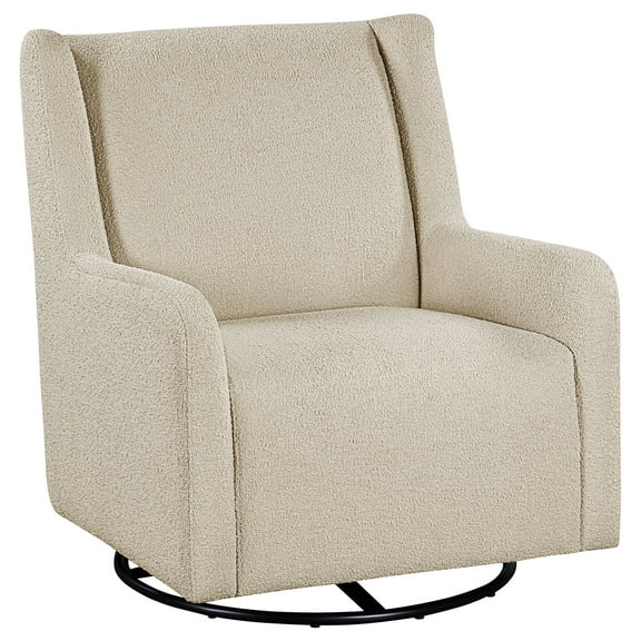 Serra Boucle Upholstered Swivel Glider Sandy Beige