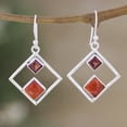 thumbnail image 2 of NOVICA Garnet and carnelian dangle earrings, 'Warm Rhombus', 2 of 7