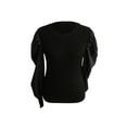 thumbnail image 5 of Sunisery Women Elegant Puff Sleeve Tops Pullover Blouse Slim Fit Solid Jumper Ribbed Shirt, 5 of 7