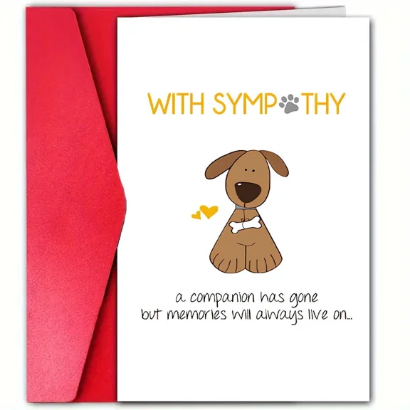 Sympathy Card for Pet Loss – “With Sympathy” Dog Design – Heartfelt Message for Remembering a Beloved Companion – Envelope Included, Blank Inside – Ideal for Pet Owners