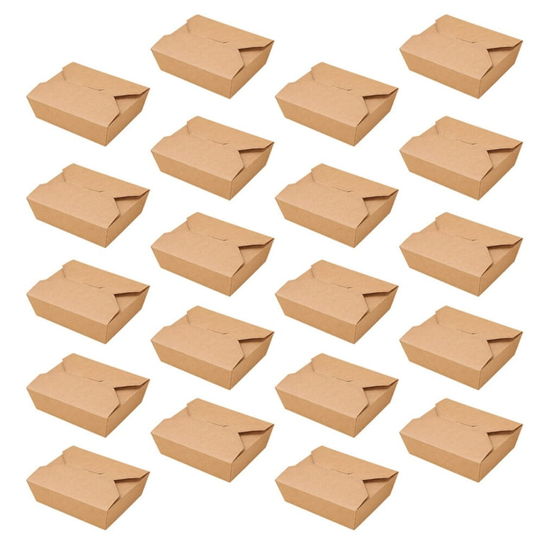 20pcs Kraft Paper Lunch Box Disposable Meal Prep Containers Food Takeout  Boxes for Restaurant Home (800ml) 