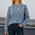 thumbnail image 4 of Karymi Plus Size Tops for Women, Crew Neck Long Sleeve Sweater, Multicolor Marled Heather Waffle Knit Loose Fit Pullover Top for Fall Winter, 4 of 6