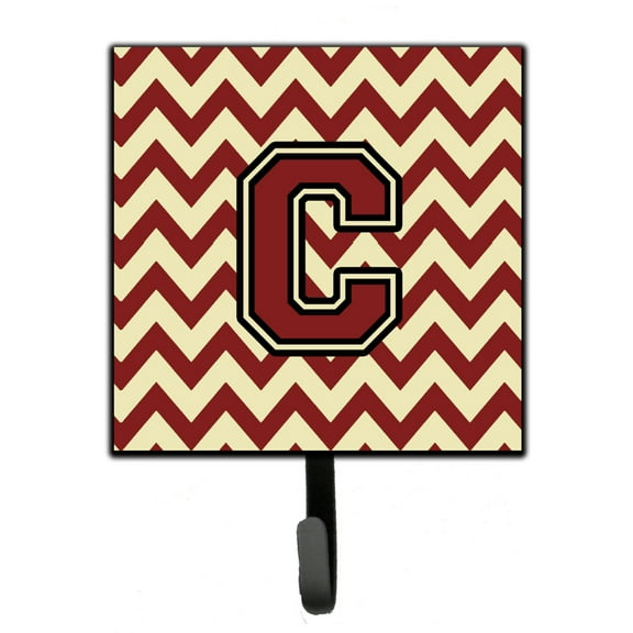Letter C Chevron Maroon and Gold Leash or Key Holder