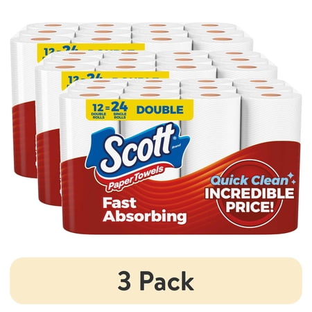 (3 pack) Scott Paper Towels, Choose-A-Sheet, 12 Double Rolls