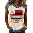 thumbnail image 2 of KDDYLITQ Womens 250th Anniversary Independence Day Tshirt Liberty Usa Flag Sleeveless Blouses 4th July Usa Star Stripes Summer Tops Red White and Blue Loose Crew Neck Tees Beige 3XL, 2 of 7