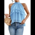 thumbnail image 3 of Blusa de Holgada Sin Mangas con Volantes en para Mujer Azul XXL, 3 of 9