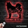 thumbnail image 2 of Craftnamesign Custom FLoral Finnish Spitz Metal Wall Art LED Light, Flower Dog Lover Name Sign, 2 of 5