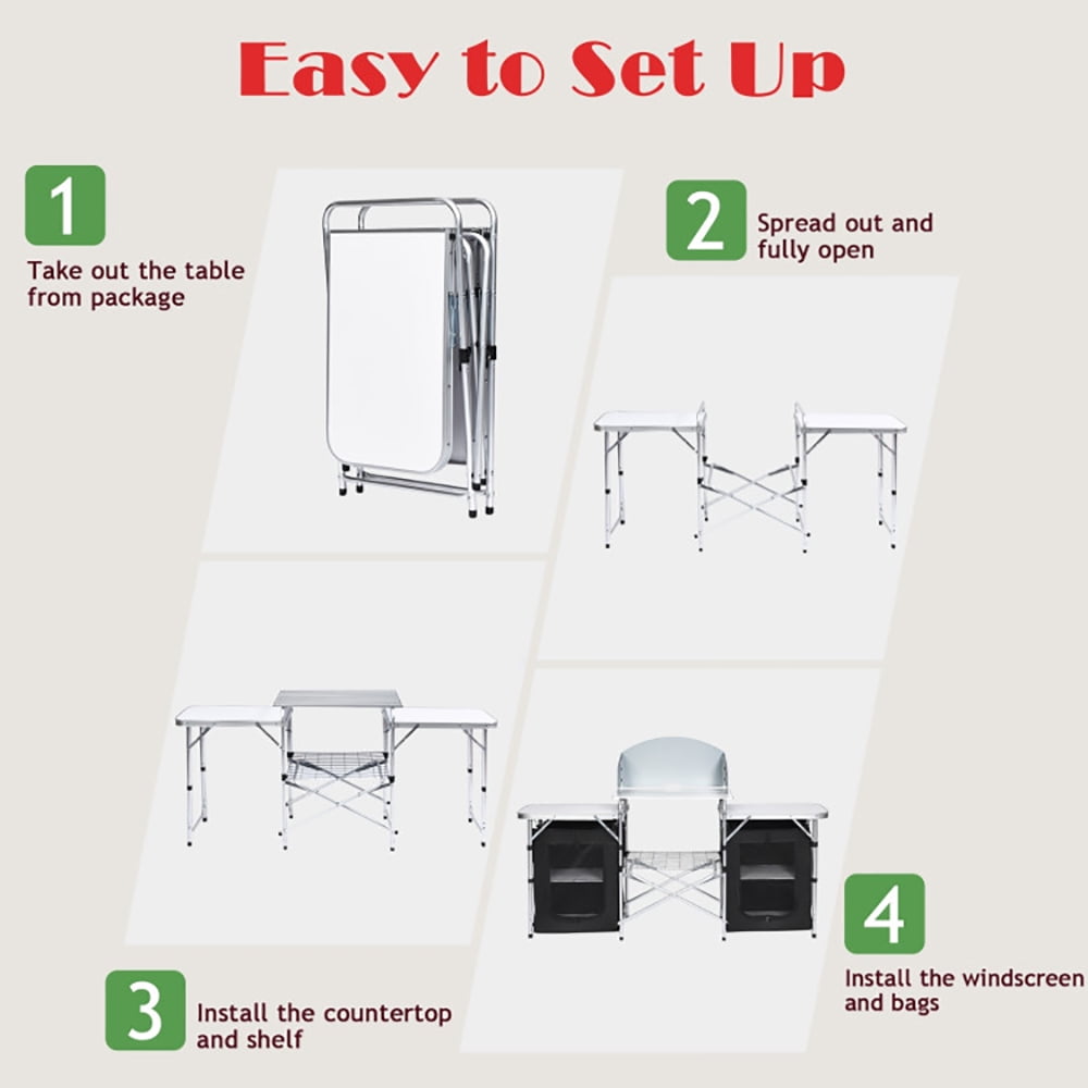 Aimee Lii Folding Camping Table with Storage Organizer, Portable Tables Folding for Outdoor