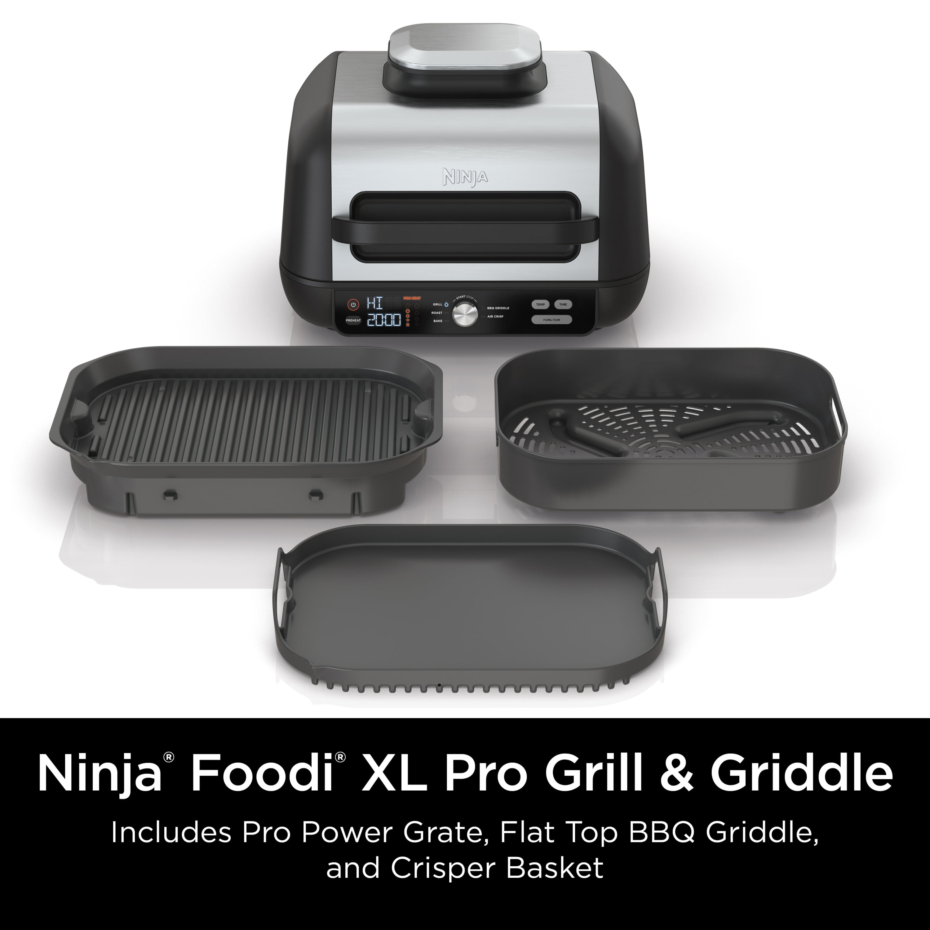 Ninja BG500C, Foodi XL 5-in-1 Indoor Grill with 4-Quart Air Fryer, Roast,  Bake, & Dehydrate 