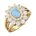 thumbnail image 2 of 4.03 Ctw Oval Natural Larimar 925 Silver Gold Vermeil Solitaire Women Valentines Day Gifts Ring, 2 of 4