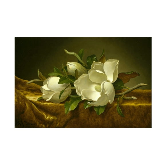 Martin Johnson Heade 'Magnolias On Gold Velvet Cloth' Canvas Art