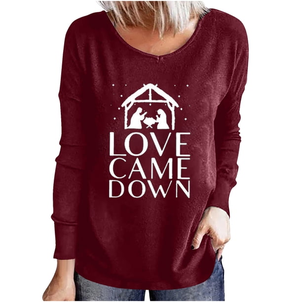 Camiseta de manga larga suelta con cuello redondo y estampado de letras informales a la moda para mujer Fridja hkj1017