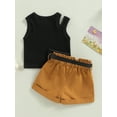 thumbnail image 4 of Bagilaanoe 2pcs Toddler Baby Boy Girl Short Pants Set Sleeveless Ribbed Tank Tops + Shorts with Waist Bag 6M 12M 18M 24M 3T 4T Kids Casual Summer Outfits, 4 of 7