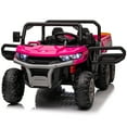 thumbnail image 6 of FUNRIDE 24V Ride on Toys UTV with Remote Control, 2 Seater Electric Cars for kids, 400W Ride on Dump truck w/ Tipping Bucket Trailer, Shovel, Spring Suspension, Bluetooth Music, Pink, 6 of 7