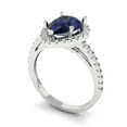 thumbnail image 2 of 2.38 ct Pear Cut Simulated Blue Sapphire with Simulated Diamond Halo Accents 18K White Gold Womens Engagement Ring, 2 of 3