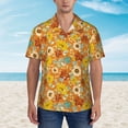 thumbnail image 4 of Balery Daisy maple fall Print Men's Hawaiian Shirts Short Sleeve Beach Shirt Relaxed Fit Vacation Button Down Shirts-Large, 4 of 9