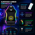 thumbnail image 3 of Silla Gaming Con Luces LED RGB Reclinable, Altura Ajustable Ergonómica, Sillón Gamer Para PC Con Cojines Lumbar Y Cervical, Apoyabrazos Ajustables Para Oficina Y Estudio, 3 of 6