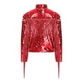 thumbnail image 4 of YiZYiF Veste Manteau à Franges à Paillettes pour Garçons Enfants Manches Longues Disco Musique Concert Rave Blouson Bomber à Franges Rouge 8, 4 of 5
