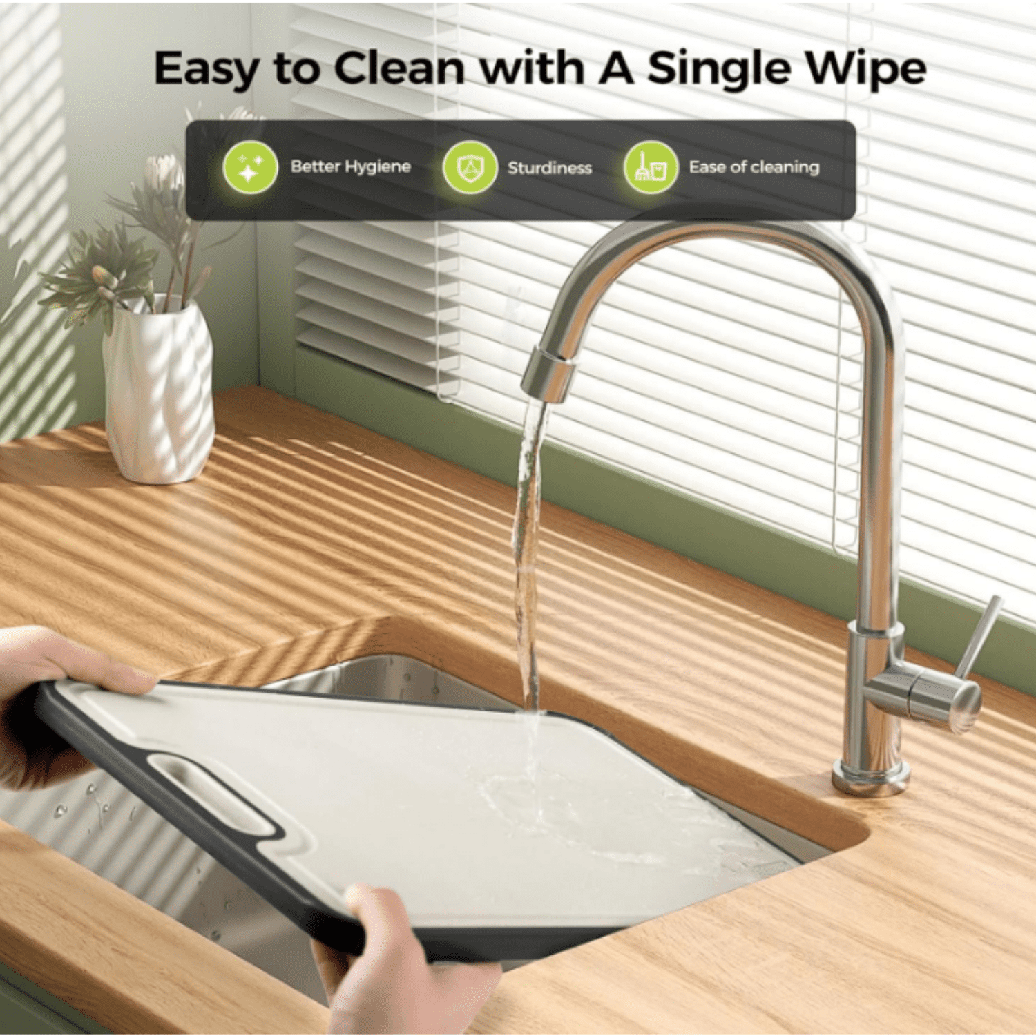Titanium Cutting Board for Kitchen, Cutting Board Double Sided Food Grade, Pure Titanium/PP, Easy to Clean Large Size 16”×11”