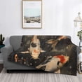 thumbnail image 2 of Zufioo Koi Fish Tranquility Print Horizontal Flannel Blanket, Anti-wrinkle, Anti-shrinkage, Anti-allergic Plush Blanket, Household Items Suitable for Bedroom-60"x50", 2 of 6
