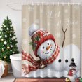 thumbnail image 3 of 54x78 Inch Shower Curtain Decorative Christmas Scarf Snowman Bathtub Bath Curtains Fabric Waterproof Bathroom Decor, Beige Winter Xmas Snowflake Small Stall Shower Curtain Set with 12 Hooks, 3 of 8