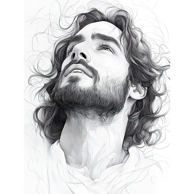 Qisvanset 12x16 Inch Minimalist Jesus Line Art Canvas Wall Art, Simple Religious Portrait Baptism Gift Home Decor