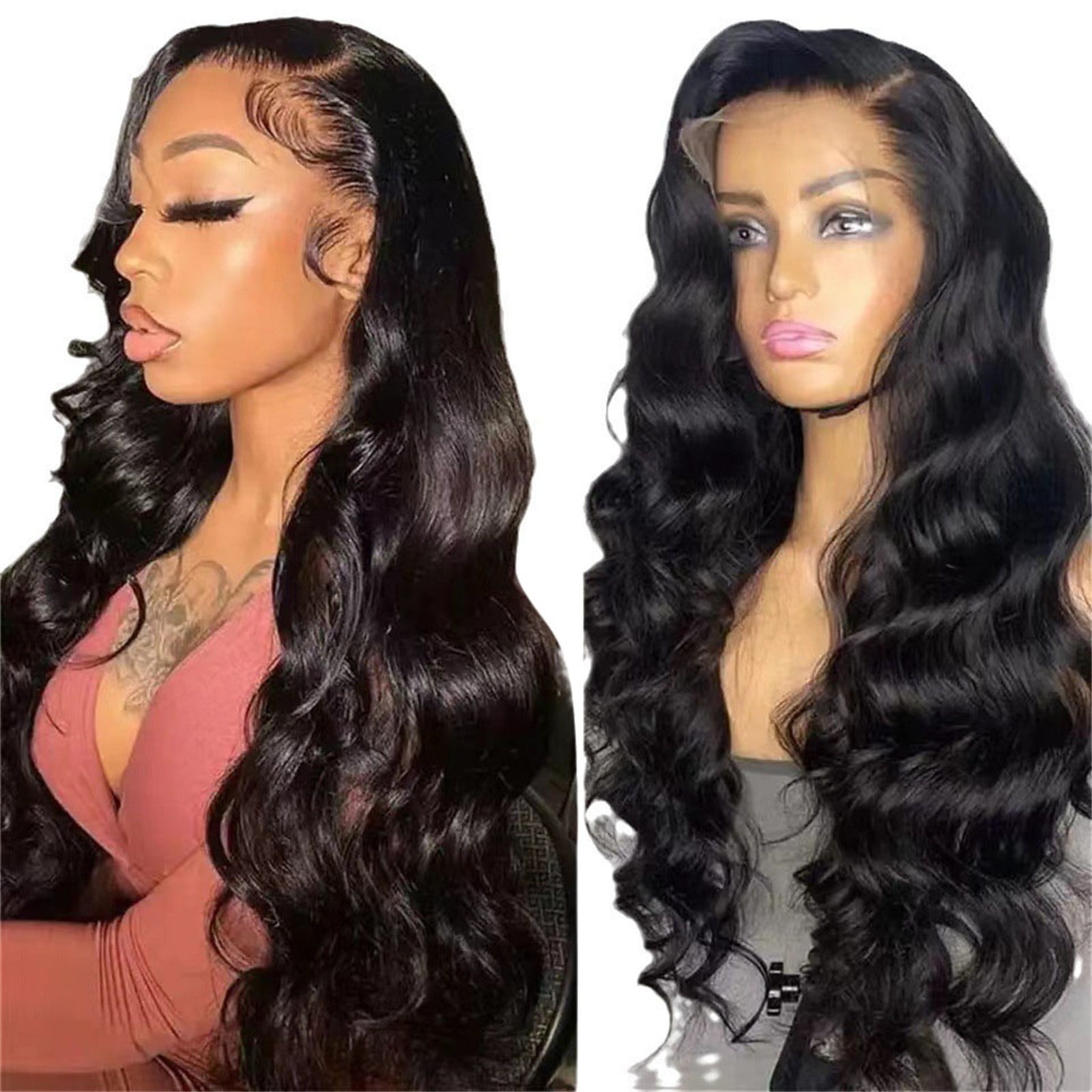 LHWEN Lace Front Wigs Human Hair 22 Inch Lace Front Wigs Pre Plucked With Baby Hair 180% Density Glueless Human Hair Wigs For Black Women Transparent Lace Frontal Wigs Natural Black